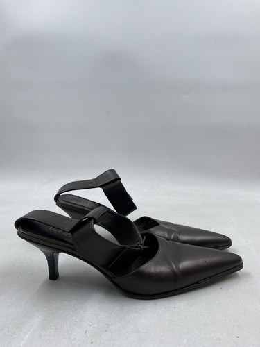 Gucci Brown Solid Leather Slingback Pointed Toe Pump W 8