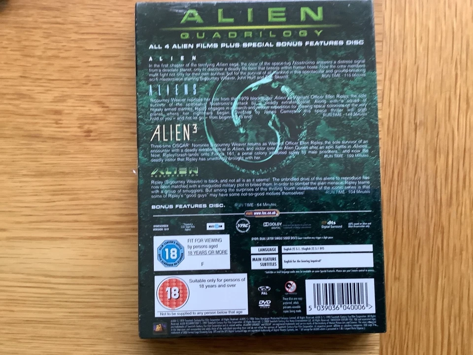 Alien Quadrilogy (Box Set) (DVD, 2010) - Image 2 of 2