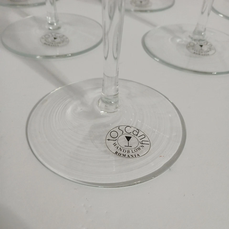 Toscana Cristal Soplado a Mano Vidrio Margarita Pie Transparente Juego de 6 RÁPIDO Envío Gratis Foto 2 de 4