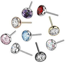 G23 Titanium Threadless Push In Bezel Set CZ Top Replacement Part Sold Each