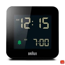 Braun Digital Alarm Clock with Snooze and Negative LCD Display