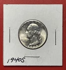 1940 S Washington Silver Quarter, Uncirculated, Obverse Scratch.