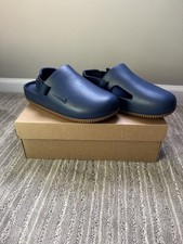 Brand New Nike Calm Mules Slides Mens 8 Navy with Gum Bottom