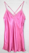 LINEA DONATELLA Satin Lace-Trim Chemise Size Large Misty Rose Retail $46