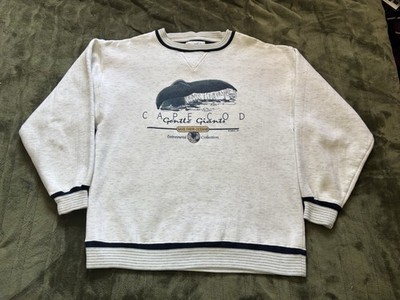 Cuffys Cape Cod Sweater Mens Large Gray Orca Killer Whale Crewneck Pullover