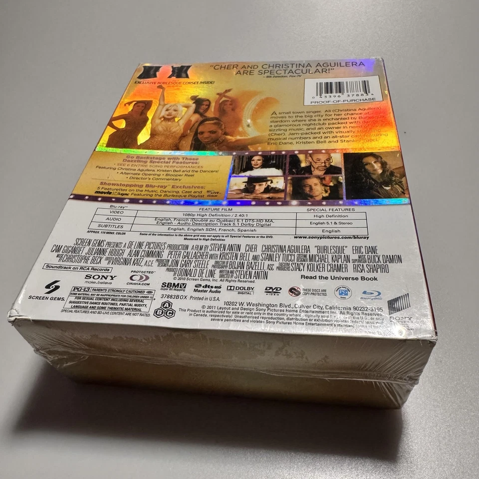 Burlesque Blu-ray DVD Combo Pack Corset Gift Set Cher Christina Aguilera Sealed - Image 2 of 3