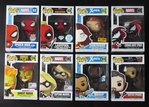 (8) NEW Funko Pop Marvel Lot -  Spiderman, Deadpool, Venom, Wolverine, Sinister