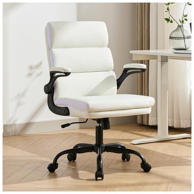 Office Chair Adjustable Desk Chair Mid Back Executive Comfortable Bonded Leat...