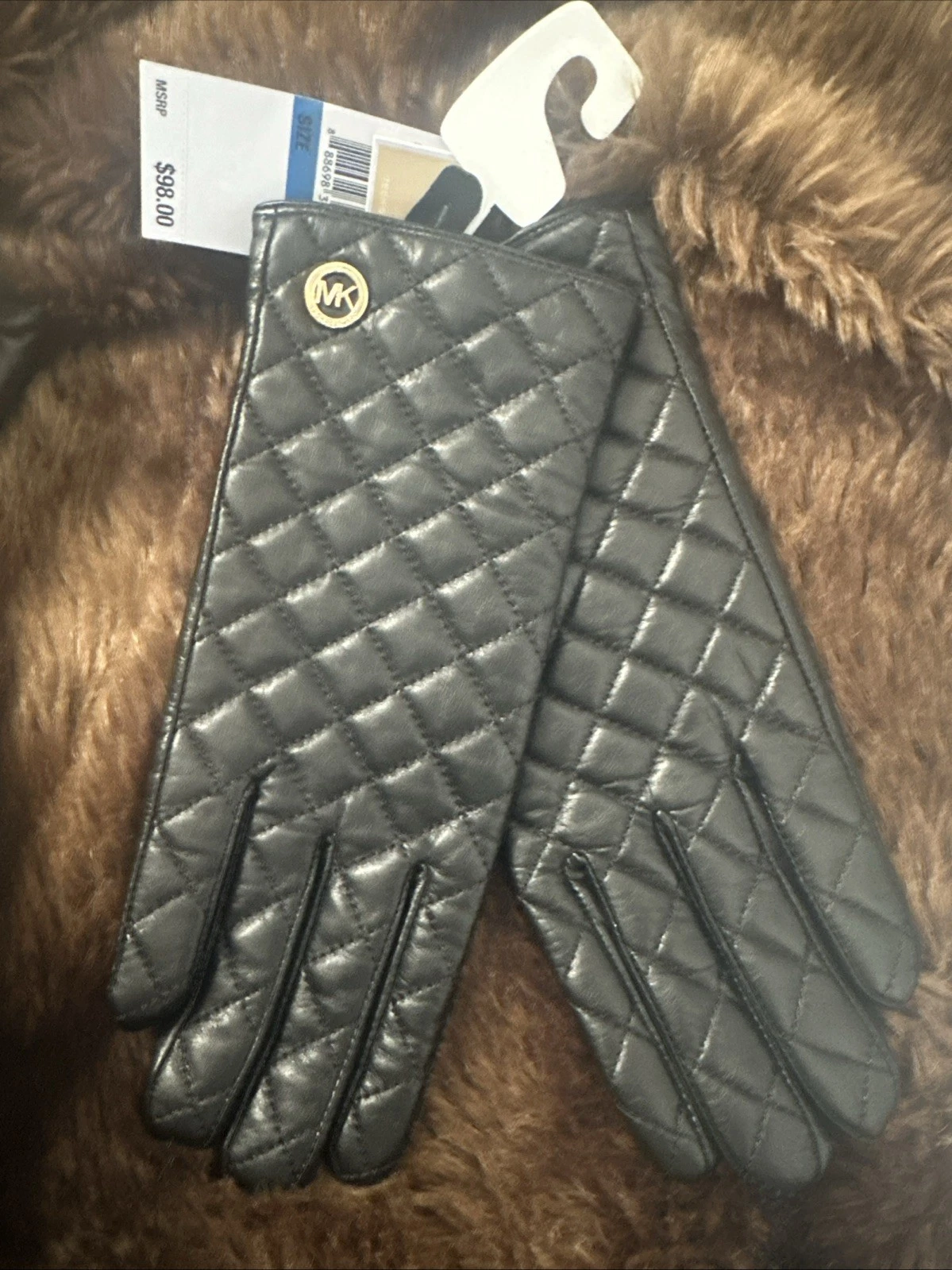 MICHAEL MICHAEL KORS BLACK LEATHER GLOVES WOMEN’S SZ EXTRA LARGE BNWT $98