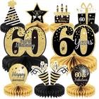 9 Pieces 60th Birthday Decoration Centerpieces Honeycomb Table Topper Sixty