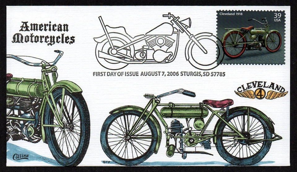 USA, SCOTT # 4085-4088, SET OF 4 COLLINS FDC COVERS 2006 AMERICAN MOTORCYCLES - Image 3 of 4