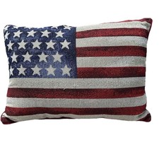 American Flag Throw Pillow Red White Blue 18"x13" Patriotic Americana Decor