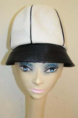 vintage original Oleg Cassini mod 1960\'s black and white hat Vintage Fashion 1960s Oleg Cassini Mod Hat! | eBay main image 3