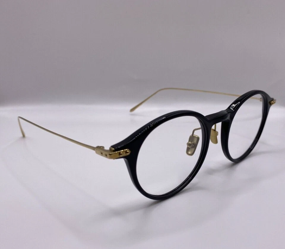 Linda Farrow LF06C1 5710 Negro Dorado Marco Redondo Hecho a Mano 49-20-143 Foto 3 de 4