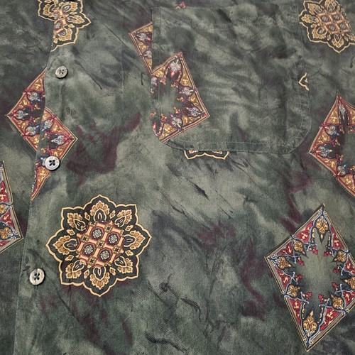 Vintage Structure Silk Button Down Short Sleeve Shirt Floral Geometric XL - Picture 2 of 9
