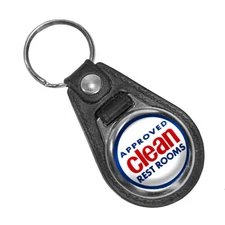 Approved Clean Rest Rooms Reproduction Car Company Round Faux Leather Key Ring