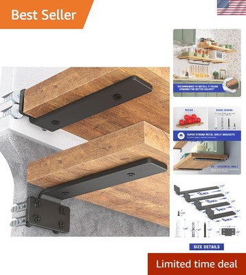 Elegant 12 Inch Black Shelf Brackets - 160 lb Load Capacity for Floating Shelves