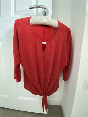 Women's WALLIS Red Top V Neck Medium Tie Rarely Used Size 12