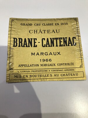 Chateau Brane - Cantenac 1966 Vintage Weinetikett Sammlerstück Top Zustand