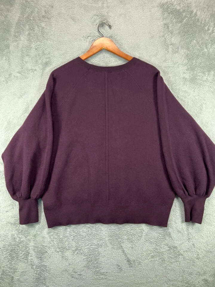 Express свитер женщин XL темно фиолетовый свитер воздушный шар рукав вязаный топ блузка - Изображение 2 из 4