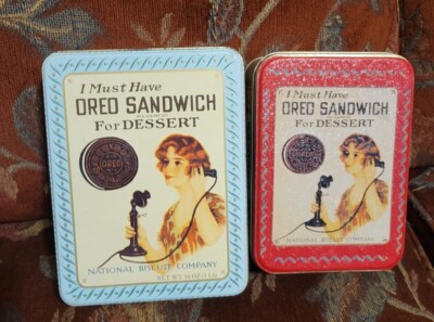 2 Vtg Oreo Tins Nabisco I Must Have Oreo Sandwich For Dessert One Bristolware 