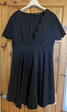 Black Knee Length V Neck A Line Dress Size 2XL By Shein, Back Zip With Stretch