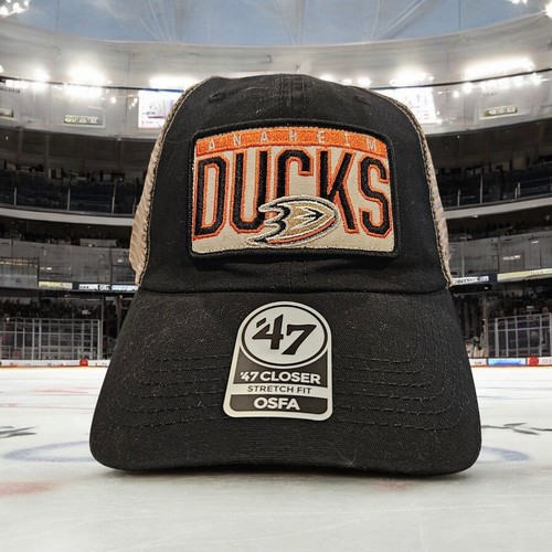 Men's '47 Black Anaheim Ducks Patch Clean Up Adjustable Hat Cap Black Orange