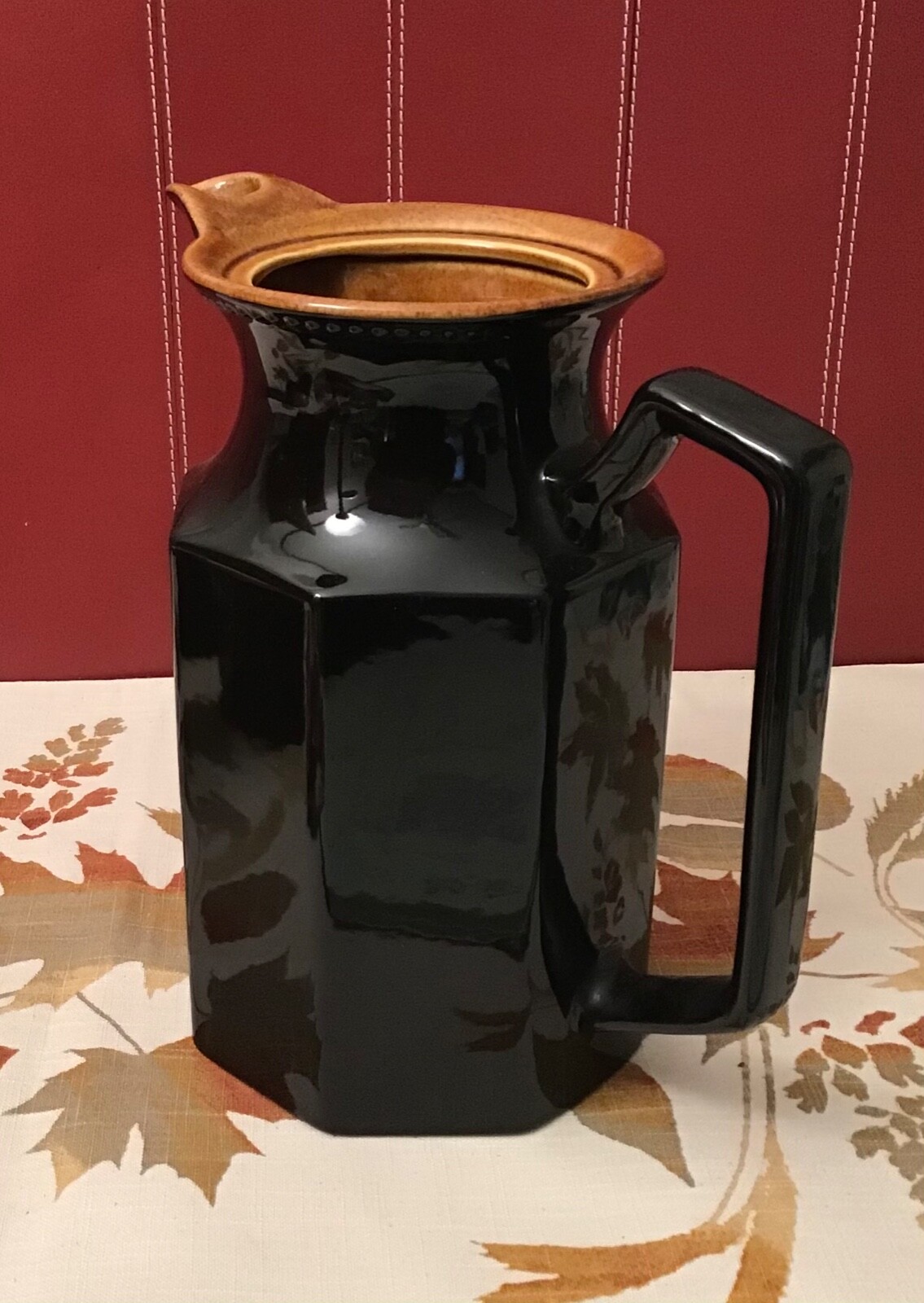 Sears Ironstone OCTAGON AMBER Carafe Coffee Tea Beverage Pitcher No Lid
