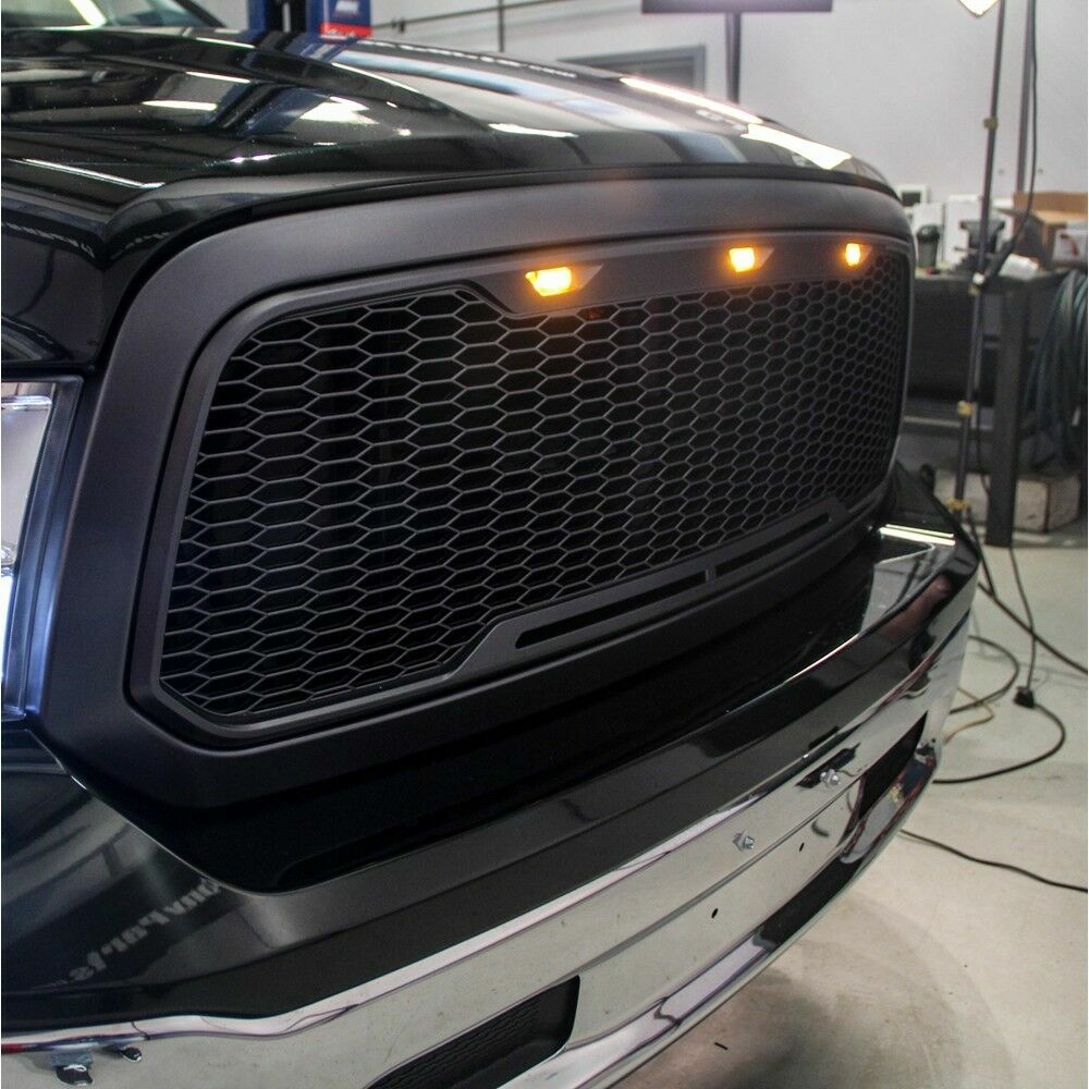 Rivet Black SS Mesh Grille+Chrome Shell+W/ LED Lights for 09-12 Dodge Rivet Black SS Mesh Grille+Chrome Shell+W/ LED Lights for 09-12 Dodge