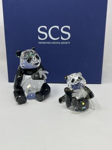 Swarovski Crystal Pandas Limited SCS Members Edition New In Box Artist Signed!!