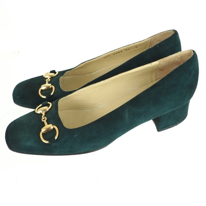 Escarpins à talons vintage Gucci Horsebit vert signature pointure 39.