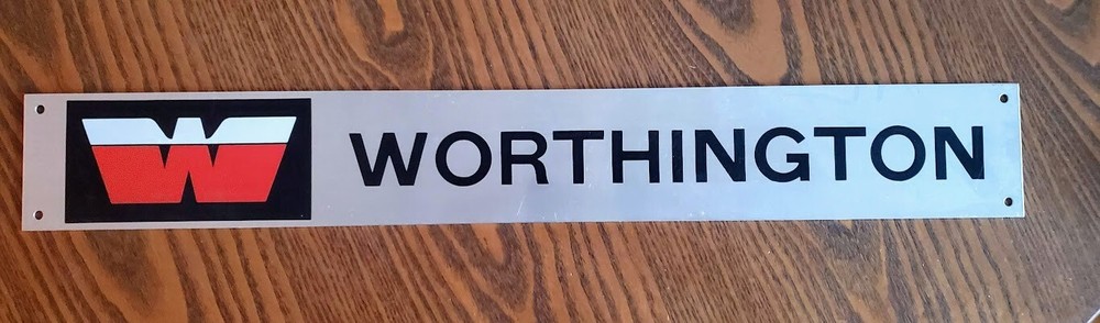 Vintage WORTHINGTON Compressor Stainless Steel Nameplate Sign 24 x 3.25 Inch