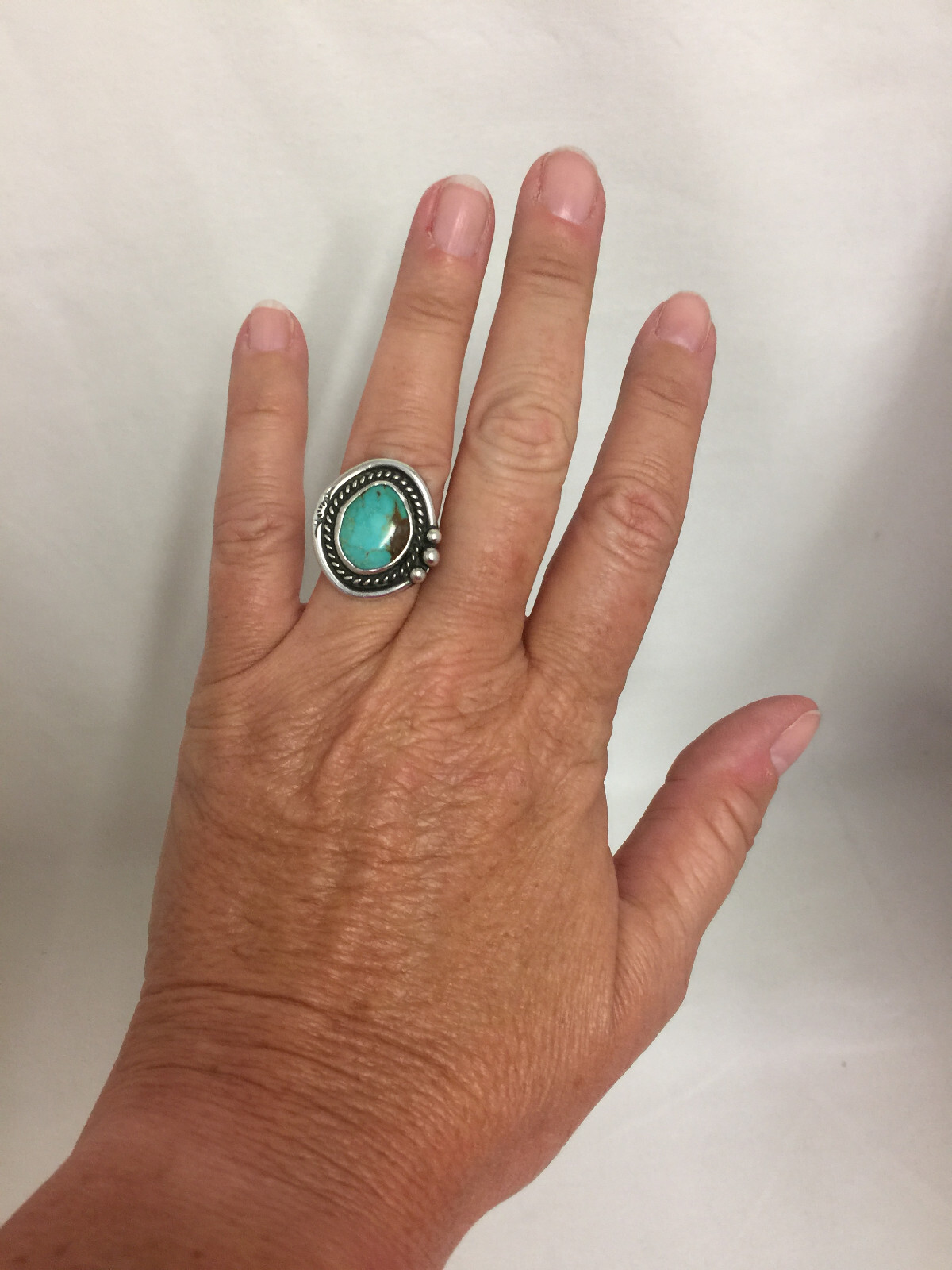 Native American Split Shank Turquoise Cabochon Ri… - image 6