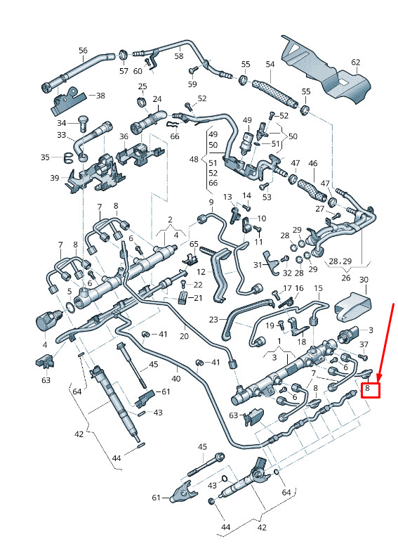 Tuyau de pression de rampe d'injection pour Audi A8 4N 057130241Ad Original