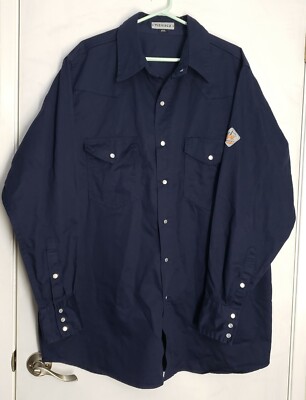 Titicaca FR Work Shirt Flame Resistant Cotton Long Sleeve Navy Blue Men's  2XL | eBay