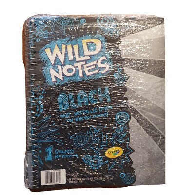 Crayola Wild Notes Black 1 Subject Notebook Silver Metalic Marker Super Rare HTF