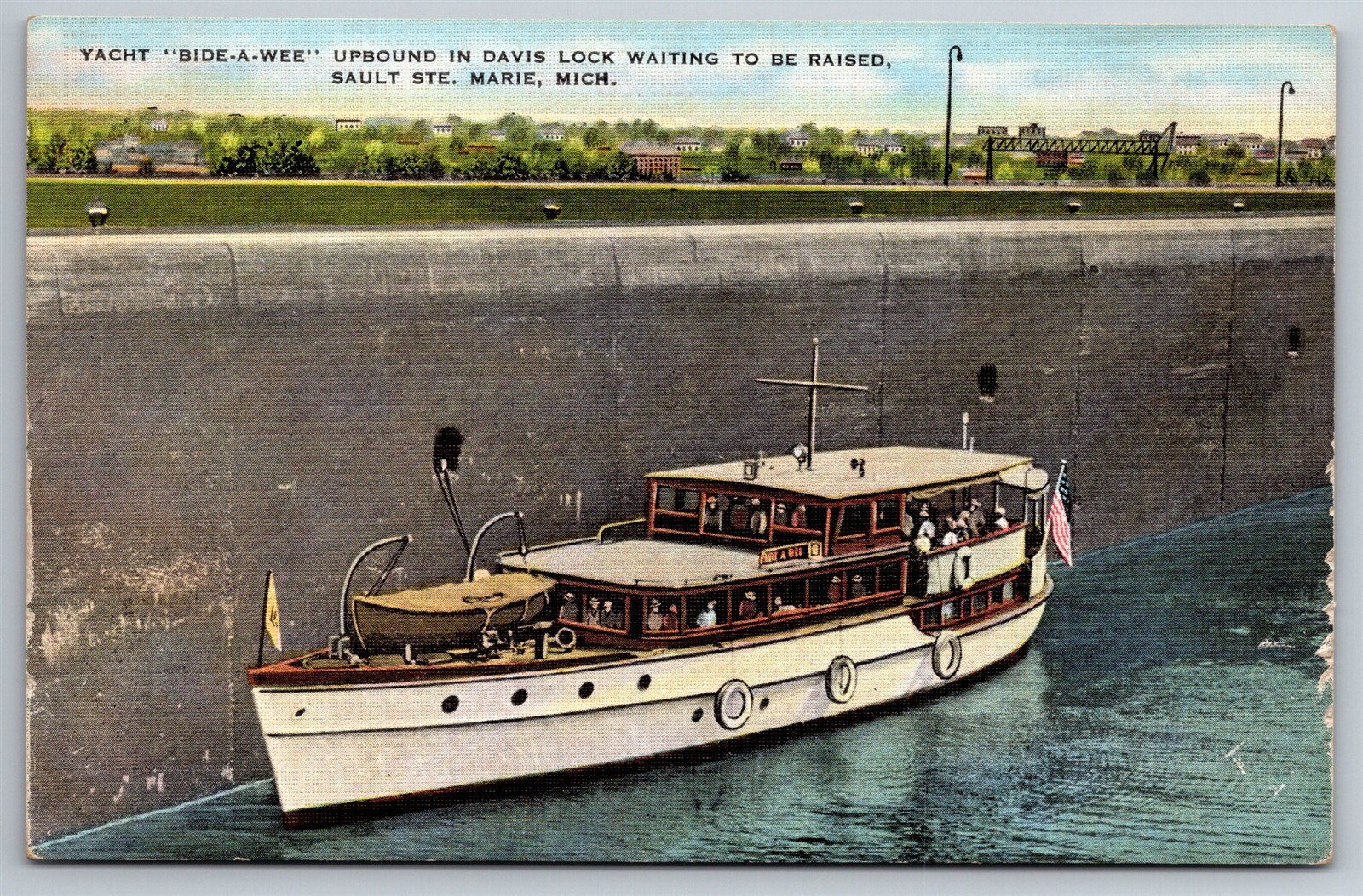 Bide-A-Wee Yacht Davis Dock Soo Locks Sault Ste Marie MI Postcard M14