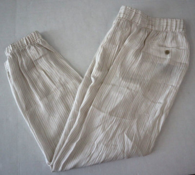 ATM Anthony Thomas Melillo Women's Sz S Beige Striped Pleated Cropped Pants $325