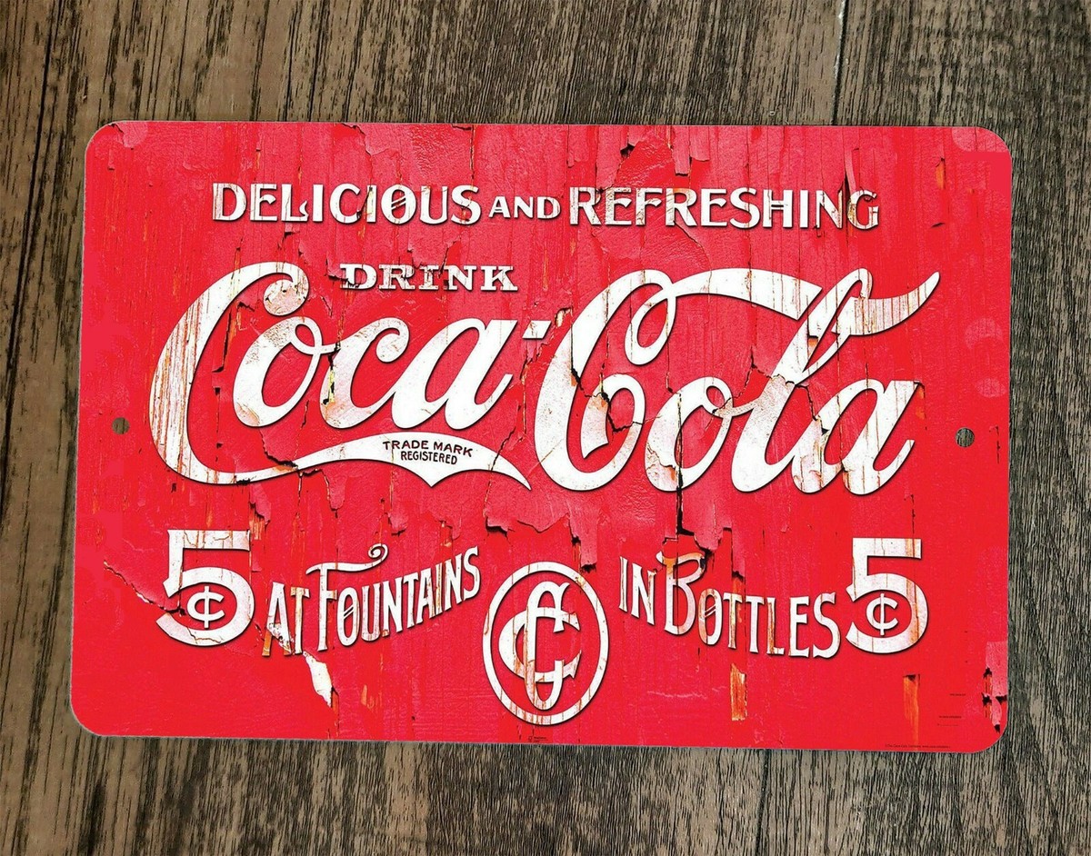 Delicious and Refreshing Coca Cola 8x12 Metal Wall Vintage Misc
