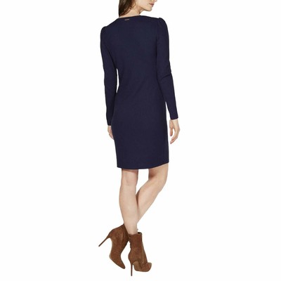 Michael Kors Womens Ribbed Lace-Up Sweater Dress, Black