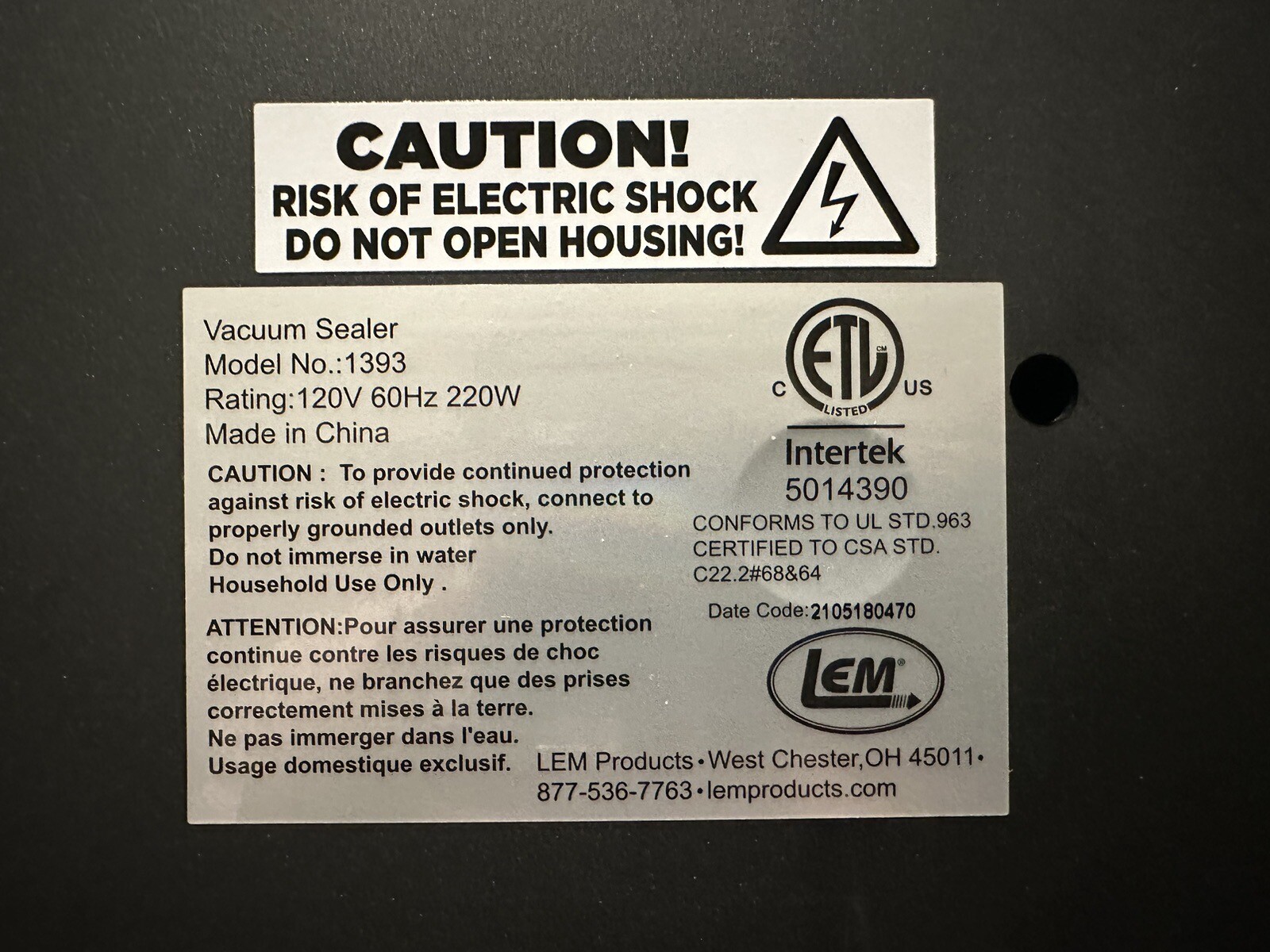 LEM MaxVac 250 Vacuum Sealer Industrial Grade Stainless Steel