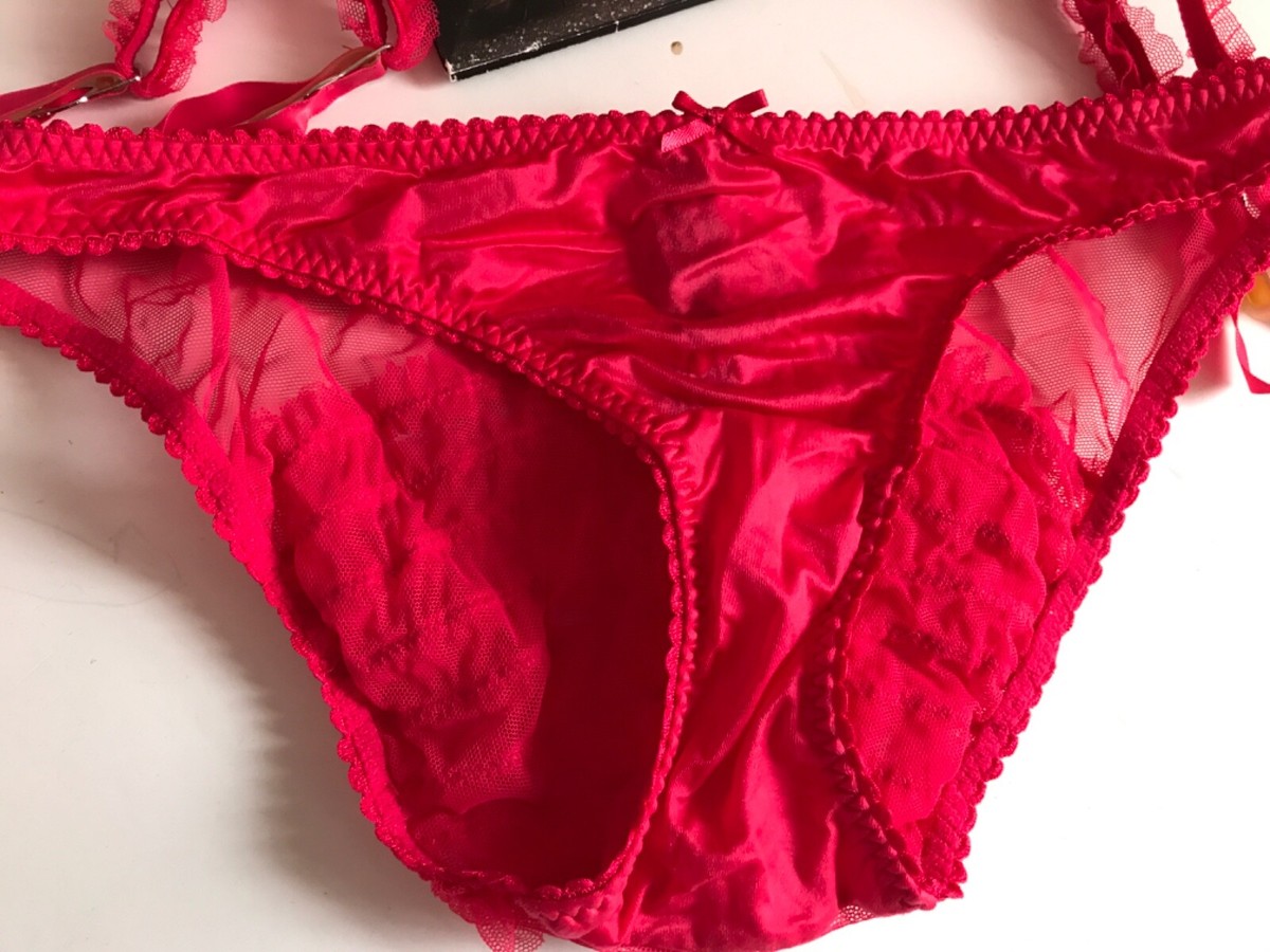 Victorias Secret Very Sexy Garter Panty Stockings Set XS/S,M Red Tulle |  eBay