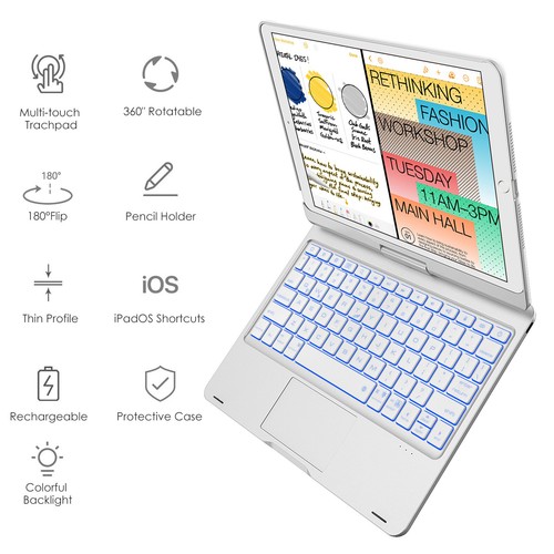 Für iPad 7/8/9. Air 4/5. 10,9" Pro 11" Smart Case Hülle mit Touchpad Tastatur - Bild 79 von 82