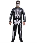 Mens Skeleton Jumpsuit Halloween Adult Fancy Dress Costume Outfit
