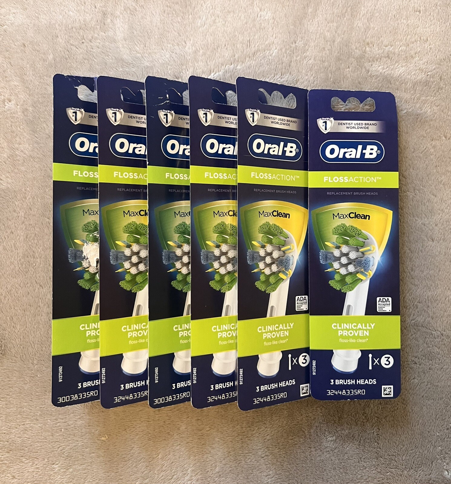 6 Package Lot OralB FlossAction 3 Count Replacement Electric Toothbrush Heads eBay