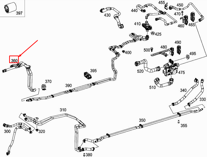MERCEDES-BENZ GLC X253 Engine Coolant Hose A2135010982