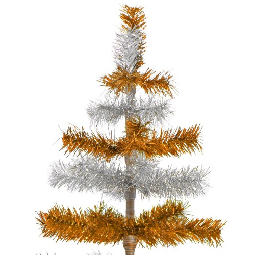 Orange und Silber geschichteter Lametta Weihnachtsbaumständer enthalten, Herzstück Baum - Bild 32 von 35