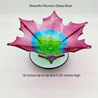 Vintage 1950's Murano Glass Leaf Bowl Purple Blue Green Stunning Condition