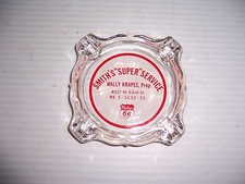 VINTAGE SMITH'S "SUPER" SERVICE PHILLIPS 66 ADVERTISING GLASS ASHTRAY