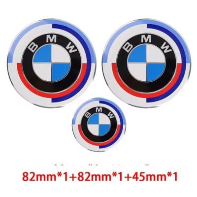 3Pcs 82mm Car Front Hood Emblem 82mm Trunk Tail Badge B-M-W E60 E39 E34 E46 E3